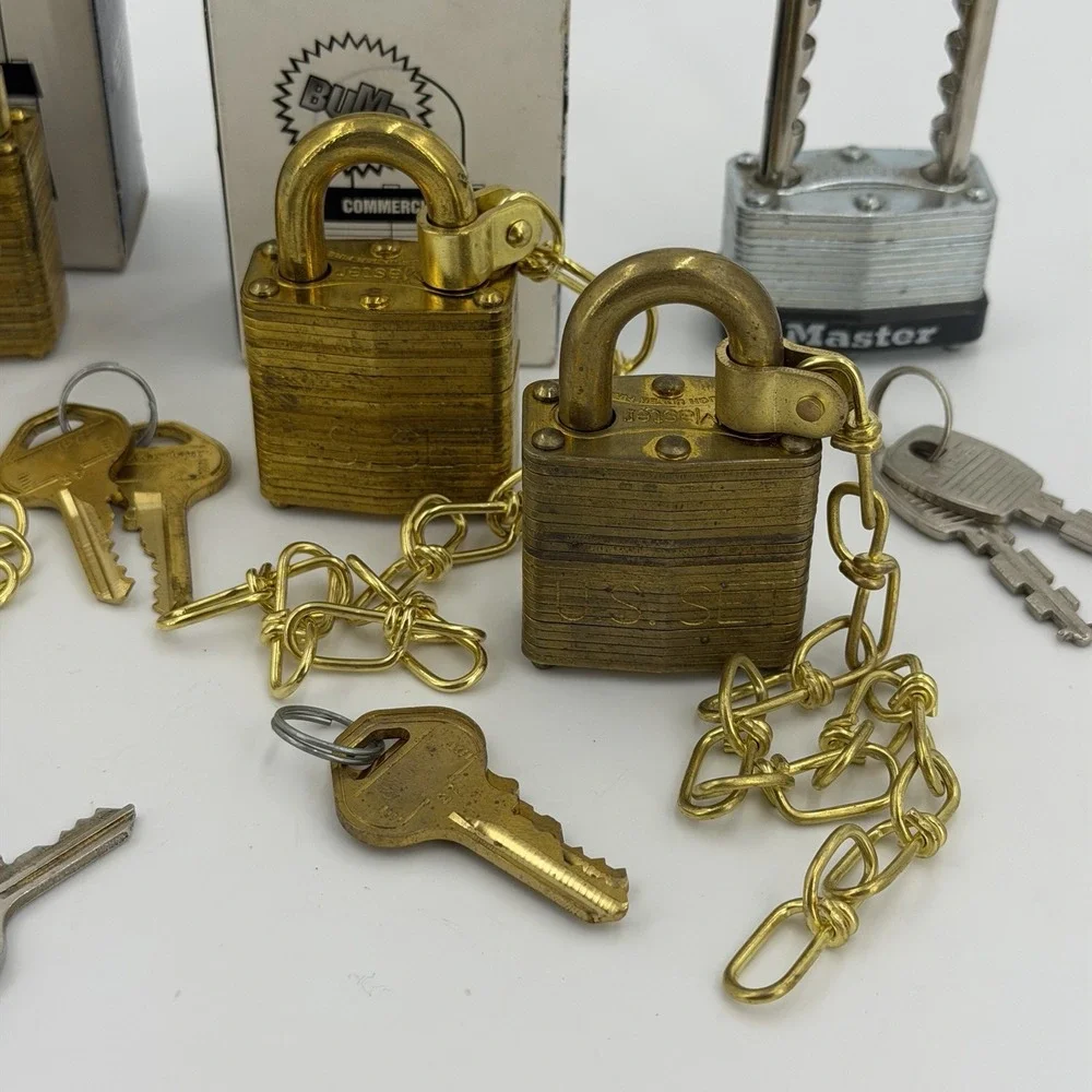 Master Lock Gold Commercial Model Military Safety Padlock w/ 2 Keys Lot Of 5